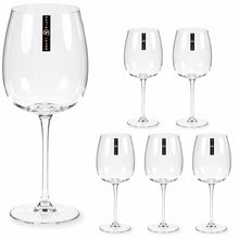 Load image into Gallery viewer, Set of 6 mouth-blown Amphitrite large wine glasses with a unique wave-effect design by Katie Jayne.